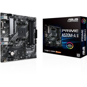 Asus Prime A520M-A II Desktop Motherboard - AMD A520 Chipset - Socket AM4 - Micro ATX - Ryzen 3, Ryzen 5, Ryzen 7, Ryzen 9