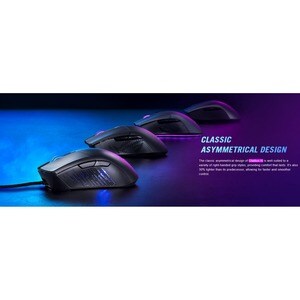 Asus ROG Gladius III Gaming Mouse - USB 2.0 - Optical - 6 Programmable Button(s) - Black - 1 - Cable - 26000 dpi - Scroll 