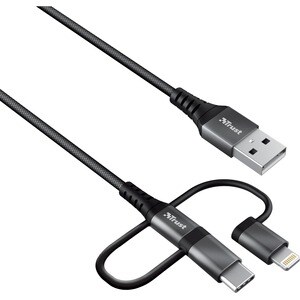 Trust Keyla 1 m Lightning/Micro-USB/USB/USB-C Data Transfer Cable for Computer, Phone, Digital Text Reader, Notebook, iPad