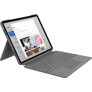 Logitech Combo Touch Keyboard/Cover Case for 32.8 cm (12.9") Apple, Logitech iPad Pro (5th Generation) Tablet - Oxford Gra