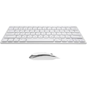 Macally Compact Aluminum USB Keyboard And Quiet Click Mouse - USB Cable Keyboard - USB Cable Mouse - 2400 dpi - Scroll Whe