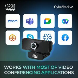 Adesso CyberTrack 6S Webcam - 8 Megapixel - 30 fps - USB 2.0 - TAA Compliant - 3840 x 2160 Video - CMOS Sensor - Manual Fo