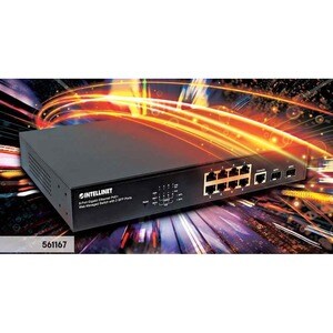 Switch Administrable Gigabit Ethernet de 8 puertos PoE+ con 2 puertos SFP - Intellinet