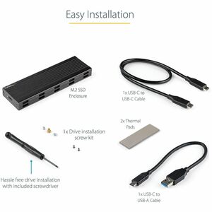 StarTech.com Drive Enclosure - USB 3.2 (Gen 2) Type C Host Interface - UASP Support External - Black - 1 x Total Bay - Alu