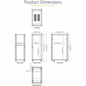 StarTech 4-Post 32U Server Rack Cabinet, 19" Data Rack Cabinet for Computer / IT Equipment, Home Network Rack, Half Height