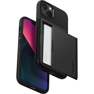 Spigen Slim Armor CS Rugged Case for Apple iPhone 13 Smartphone - Black - Drop Resistant - Polycarbonate (PC), Thermoplast