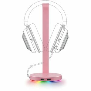 Razer Headset Stand - 27.7 cm Height - Aluminum - Quartz - For Headset - USB Hub, Built-in USB Port, Non-slip Base, Damage