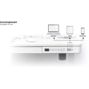 Digitus Tabelle Desk - Weiß Rechteck Top - Weiß Sockel Basis - Höhenverstellbar - 1200 mm Table Top Width x 600 mm Tischpl