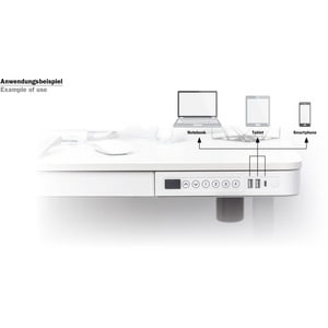 Digitus Elektrisch höhenverstellbarer Schreibtisch mit USB-Ladestation und Schublade. Produkttyp: Chefbürotisch, Vorgesehe
