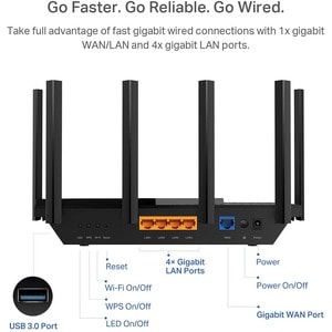 TP-Link Archer AX73 Wi-Fi 6 IEEE 802.11ax Ethernet Drahtlos Router - Dualband - 2,40 GHz ISM-Band - 5 GHz UNII-Band - 6 x 