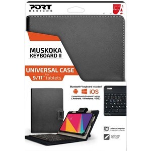 Housse/Clavier Port MUSKOKA Keyboard II - Folio Style pour 22,9 cm (9") à 27,9 cm (11") Tablette - Antidérapante, Résistan