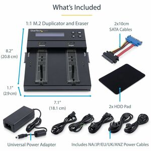 StarTech.com Standalone Dual Bay M.2 SATA/NVMe Duplicator/Eraser, HDD/SSD Cloner/Wiper, M.2 PCIe/AHCI, Hard Drive Sanitize