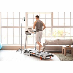 CTA Digital Heavy-Duty Rolling Floor Stand with Gooseneck and Phone Holder - Up to 7" Screen Support - 58" Height - Floor 