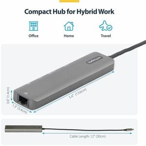 StarTech.com USB C Multiport Adapter, USB-C to 4K 60Hz HDMI 2.0, 100W PD Pass-through, SD, USB, GbE, USB Type-C Mini Dock,
