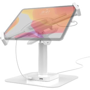 CTA Digital Desk Mount with Integrated 2 Port USB Hub w/ Universal Holder (White) - 7" to 14" Screen Support - 75 x 75, 10
