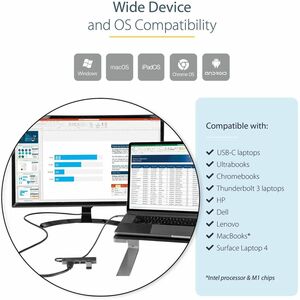 StarTech.com USB C Multiport Adapter, USB-C to HDMI 4K 60Hz (HDR10), 100W PD Pass-Through, 4xUSB 3.0, USB Type-C Mini Dock