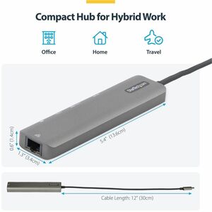 StarTech.com Adaptateur Multiport USB-C - USB-C vers HDMI 2.0 4K 60Hz, Alim. 100W Passthrough, SD/MicroSD, Hub 2 Ports USB