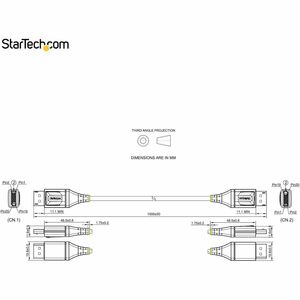 StarTech.com DP14VMM1M. Kabellänge: 1 m, Anschluss 1: DisplayPort, Anschluss 2: DisplayPort. Konformitätsbescheinigungen: 