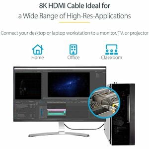 StarTech.com 6ft/2m HDMI 2.1 Cable, Certified Ultra High Speed HDMI Cable 48Gbps, 8K 60Hz/4K 120Hz HDR10+, 8K HDMI Cable, 