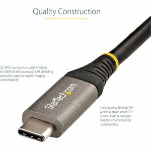 StarTech.com 3ft 1m USB C Cable 10Gbps, USB-IF Certified USB-C Cable, USB 3.1 Type-C Cable, 5A/100W PD, DP Alt Mode, USB C