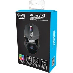 Adesso iMouse iMouse X5 Gaming Mouse - USB - Optical - 7 Button(s) - Cable - 6400 dpi - Scroll Wheel - Symmetrical
