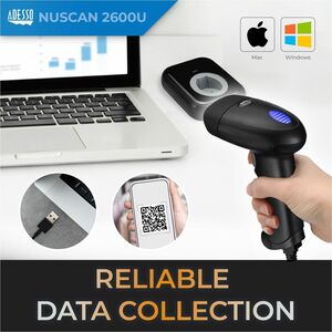Adesso NuScan 2600U Logistics, Warehouse Handheld Barcode Scanner - Cable Connectivity - 30 scan/s - 304.80 mm Scan Distan