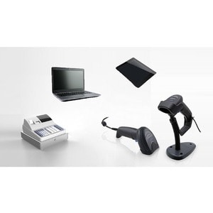 Handheld Barcode Scanner Kit - Cable Connectivity - Black - USB Cable Included - 398.78 mm Scan Distance - 1D, 2D - Imager