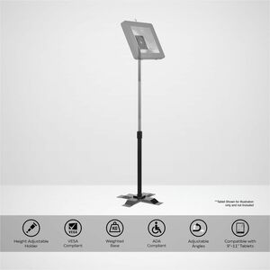 CTA Digital VESA-Compatible, Height-Adjustable Floor Stand - Up to 11" Screen Support - 55" Height - Steel, Metal