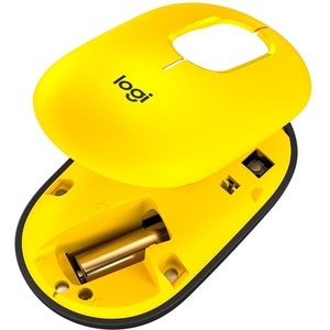 Logitech POP Mouse Mouse - Bluetooth - USB - Optical - 4 Button(s) - 2 Programmable Button(s) - Blast, Yellow - Wireless -