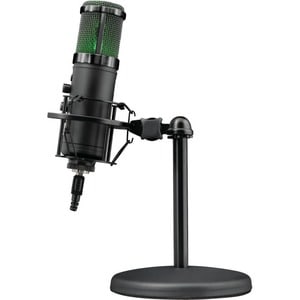 MicrophoneTrust Gaming Exxo 256 - Filaire - Condensateur - 1,80 m - 30 Hz à 18 MHz -36 dB - Cardioïde - Bureau, Pied anti-