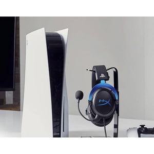 HyperX Cloud - Gaming Headset - PS5-PS4 (Black-Blue) - Mini-phone (3.5mm) - Wired - Over-the-head - Binaural - Ear-cup - N
