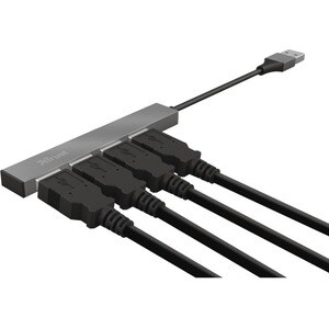 Trust Urban Halyx Mini Hub USB 2.0 à 4 Ports en Aluminium, pour PC, Ordinateur Portable, Mac - Argent