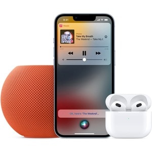 Apple HomePod mini 蓝牙 智能音箱 - Siri 支持 - 橙 - 360° Circle Sound - 无线局域网