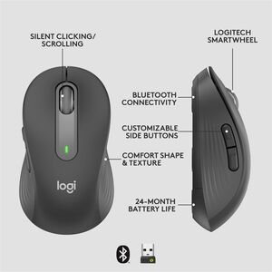 Logitech Signature M650 L for Business (Graphite) - Brown Box - Wireless - Bluetooth/Radio Frequency - Graphite - USB - 40