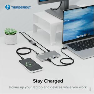 Plugable USB4 Hub, 5-in-1 Thunderbolt 4 Hub with 60W Charging, Single 8K or Dual 4K Display - 5-in-1 USB4 Hub with 60W cha