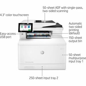 HP LaserJet Enterprise M480f Laser Multifunction Printer - Colour - Copier/Fax/Printer/Scanner - 27 ppm Mono/27 ppm Color 