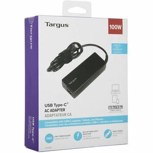 Targus APA108EU 100 W AC Adapter - 1 USB Type-C - For USB Type C Device, Notebook, Tablet, Phone - Europe - 1.80 m Cable -