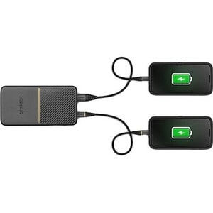 OtterBox Power Bank - Black - 15000 mAh - 3 A - 5 V DC, 9 V DC, 12 V DC Output - 5 V, 9 V, 12 V Input - 2 x USB - Black