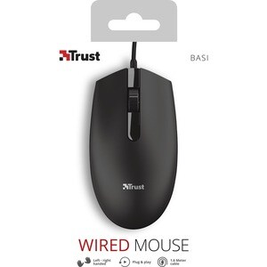 Trust Basi Maus - USB 2.0 - Optisch - 3 Taste(n) - Schwarz - Kabel - 1200 dpi Auflösung - Scroll-Rad - Symmetrisch