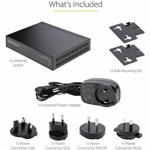 StarTech.com Unmanaged 2.5G Switch, 5 Port 2.5GBASE-T Unmanaged Ethernet Switch, Din Rail | Wall Mount, Multi-Gigabit, Aut
