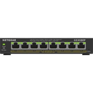 Netgear GS308EP Ethernet Switch - 8 Ports - Gigabit Ethernet - 10/100/1000Base-T - 3 Layer Supported - 62 W PoE Budget - T