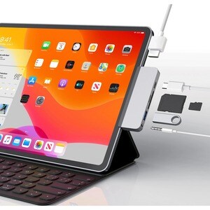 Hyper 6-in-1 USB-C Hub - Memory Card Reader - SD, microSD - 60 W - 4K - 3840 x 2160 - 1 x USB Type-A Ports - USB Type-A - 