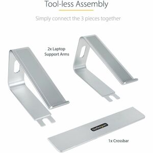 StarTech.com Laptop Stand for Desk, Supports 5kg / 11lb, Aluminum, Silver, Ergonomic Laptop Riser, Portable Laptop Holder 