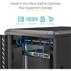 StarTech.com 1HE 19 Zoll Fachboden für netzwerk schrank, Freitragende Rack ablage, Frontmontage, Belastbarkeit 25kg, 50cm 