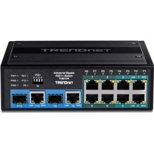 TRENDnet 10-Port Hardened Industrial Unmanaged Gigabit PoE ++ DIN-Rail Switch, 4 Gigabit PoE++ Ports, 4 Gigabit PoE+, 2 Gi