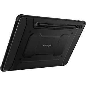 Spigen Rugged Armor Pro Rugged Carrying Case (Book Fold) Samsung Galaxy Tab S7, Galaxy Tab S8 Tablet - Black - PU Leather,