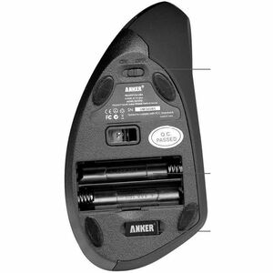 ANKER 2.4G Wireless Vertical Ergonomic Optical Mouse - Optical - Wireless - Radio Frequency - 2.40 GHz - Black - USB Type 
