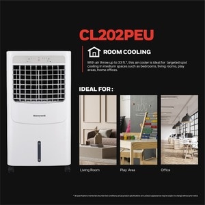 Honeywell CL202PEU Air Cooler - Cooler - 230 W Cooling Capacity - 430 Sq. ft. Coverage - Remote Control LOW-ENERGY 700CFM 
