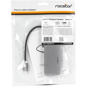 Rocstor Premium USB-C Multiport Hub 3-in-1, HDMI, VGA or DVI Adapter - 1 x USB Type C - Male - 1 x HDMI Digital Audio/Vide