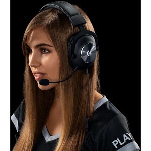 Logitech G PRO X 有线 头戴式 立体声 游戏用头戴式耳机 - 黑 - 双声道 - 头戴护耳式 - 35 欧姆 - 20 Hz 到 20 kHz - 200 cm 线缆 - 心形麦克风, 单向, 驻极体, 降噪 麦克风